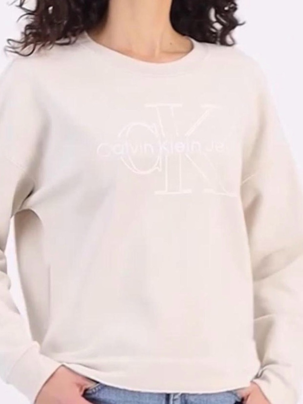 Calvin Klein Light Cream Logo Crewneck Sweatshirt
